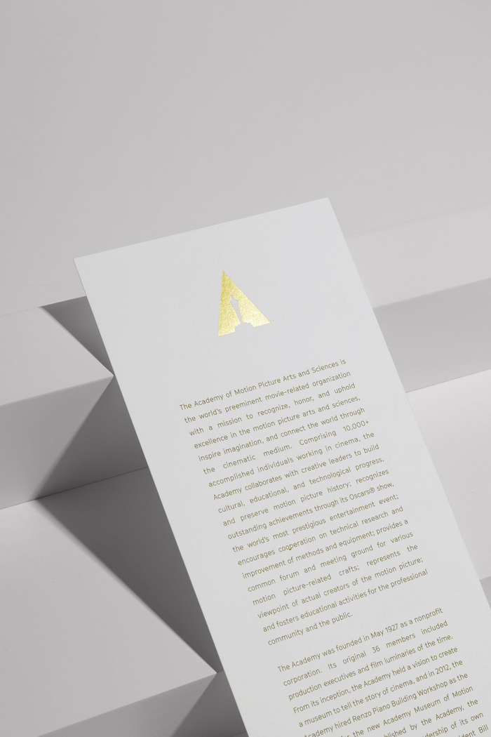 Press kit detail ft. a golden A with the Oscar as counterform