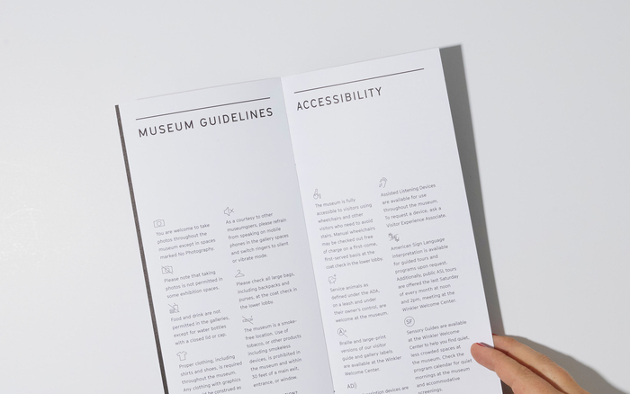 Museum guidelines with pictograms