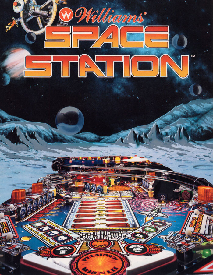 Flyer for Williams Space Station pinball machine.