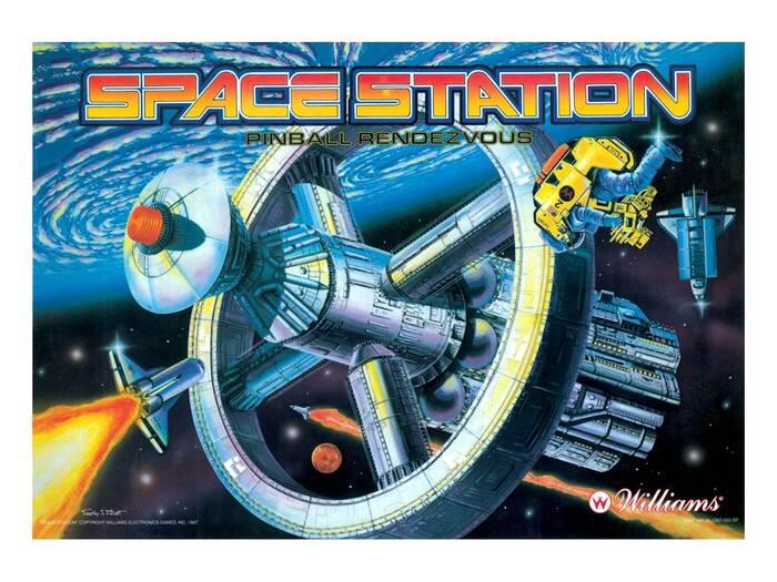 Translite for Williams Space Station pinball machine.