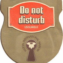 Lock door hanger, Hilton International Nairobi