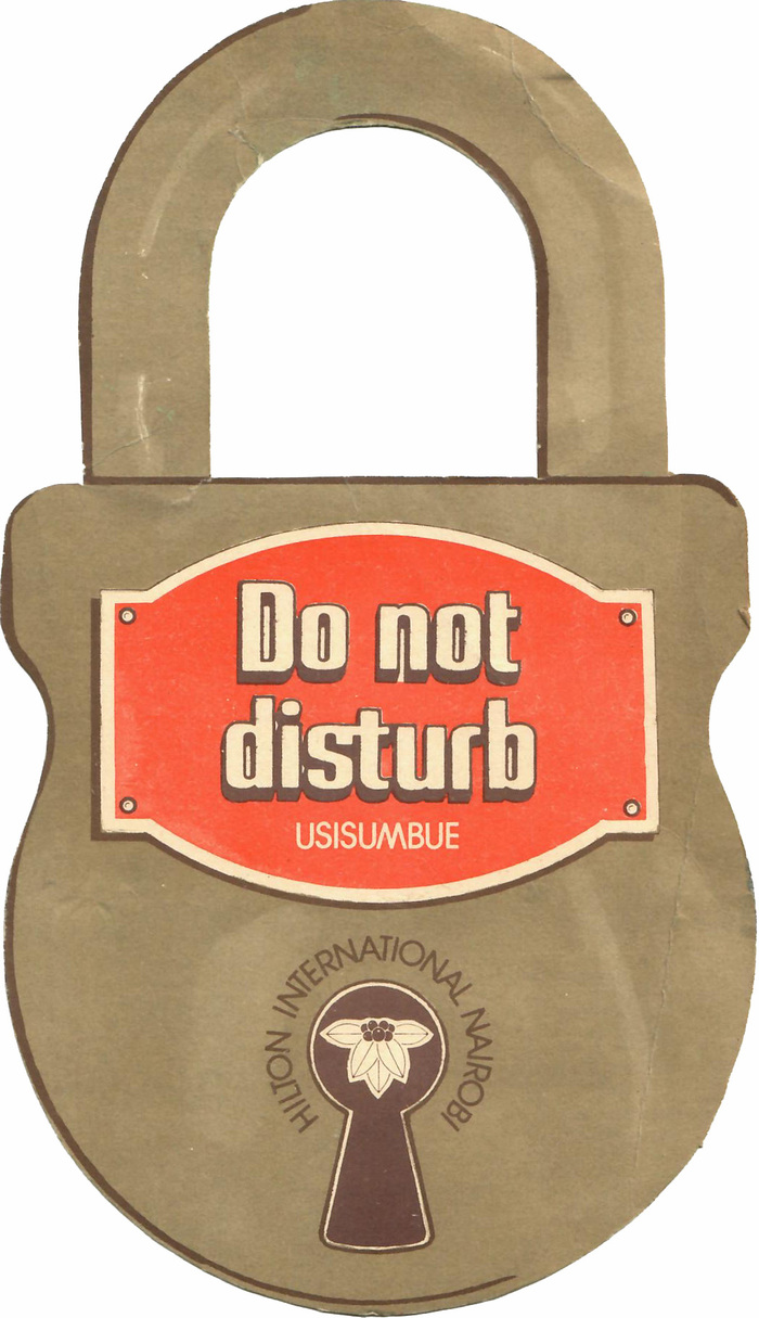 Lock door hanger, Hilton International Nairobi