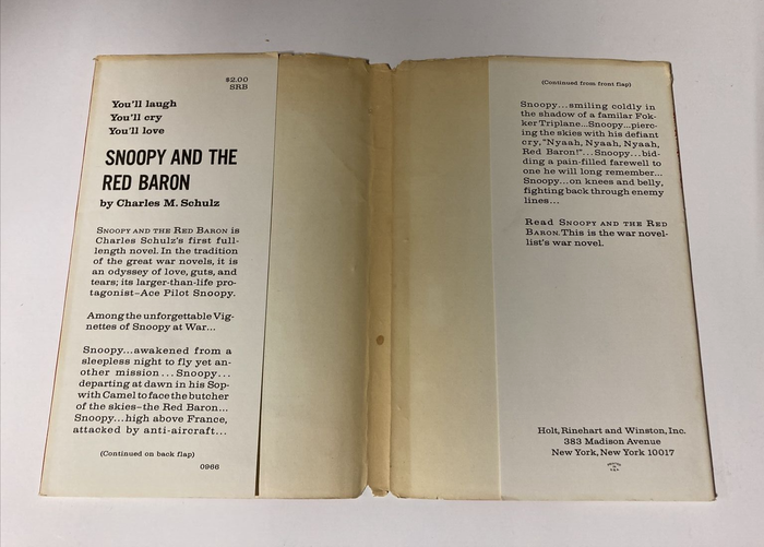 Dust jacket interior and its flaps, featuring the main typeface , with the title reiterated in .