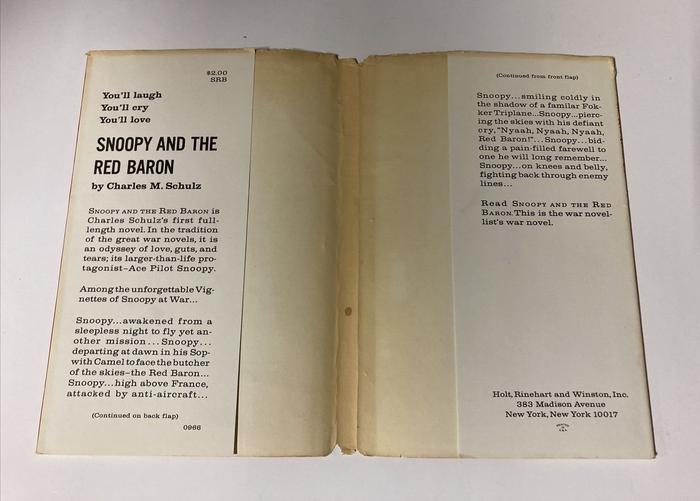 Dust jacket interior and its flaps, featuring the main typeface , with the title reiterated in .