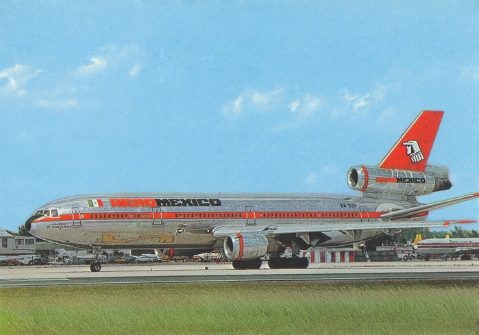 An Aerom&eacute;xico DC-10-30 as shown on a postcard from 1975