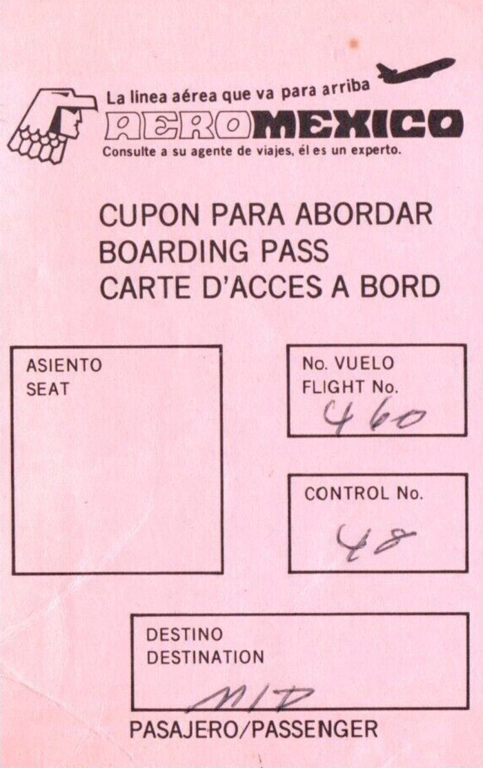 Boarding pass. The typeface used for the text is .