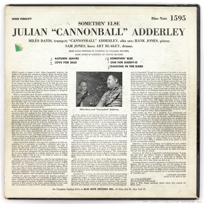 Cannonball Adderley – Somethin’ Else album art 2