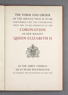 Coronation Order of Service, Queen Elizabeth II, 1953