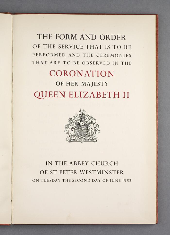 Coronation Order of Service, Queen Elizabeth II, 1953 1