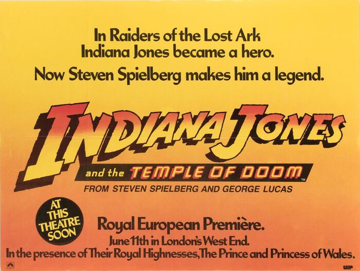 British quad poster promoting the “Royal European Première” featuring text set in Continental and Helvetica