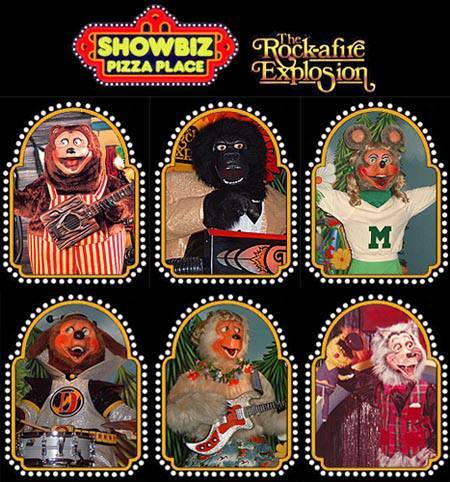 The members of ShowBiz Pizza&rsquo;s animatronic band, The Rock-afire Explosion