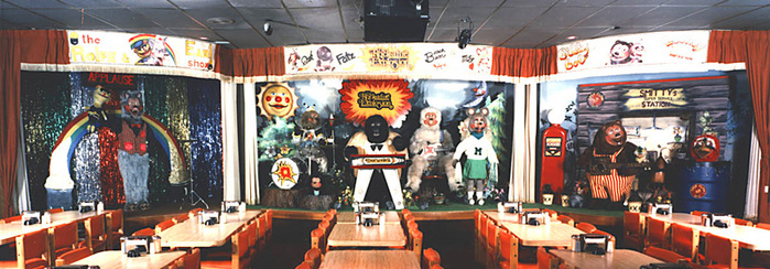 The stage setup for the animatronics