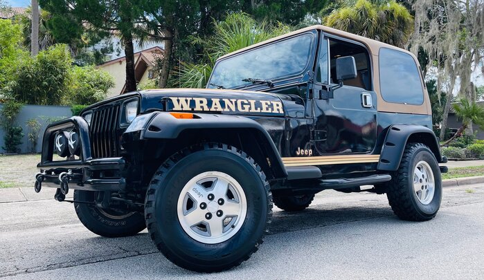 1987 Jeep Wrangler (YJ), with logo based on Steamboat