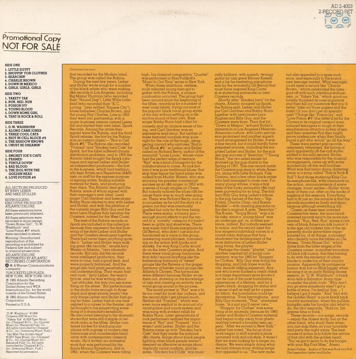 Back cover with liner notes by Robert Palmer