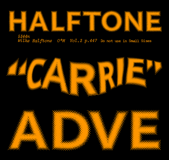 Sample of Wilke Halftone compared with the film's title from the poster