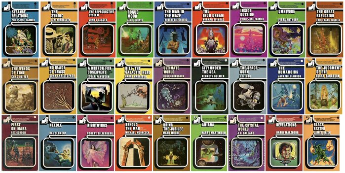 The covers of all 27 titles as compiled by the Internet Speculative Fiction Database