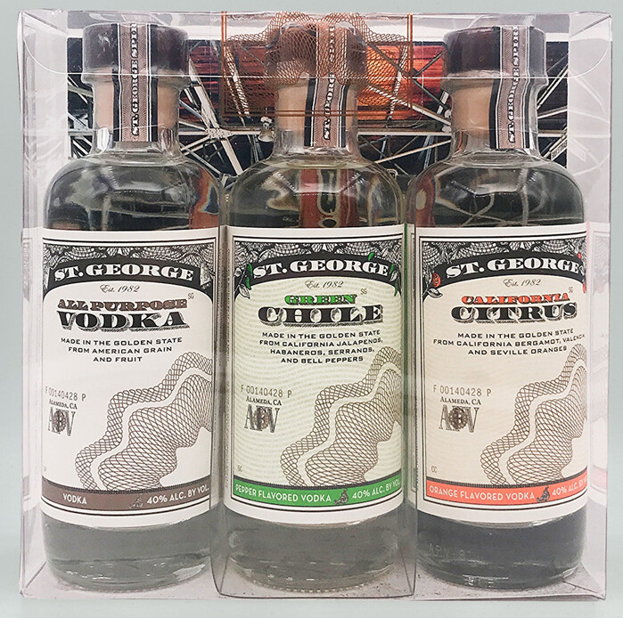 St. George’s three vodka variations are named All Purpose Vodka, Green Chile, and California Citrus.
