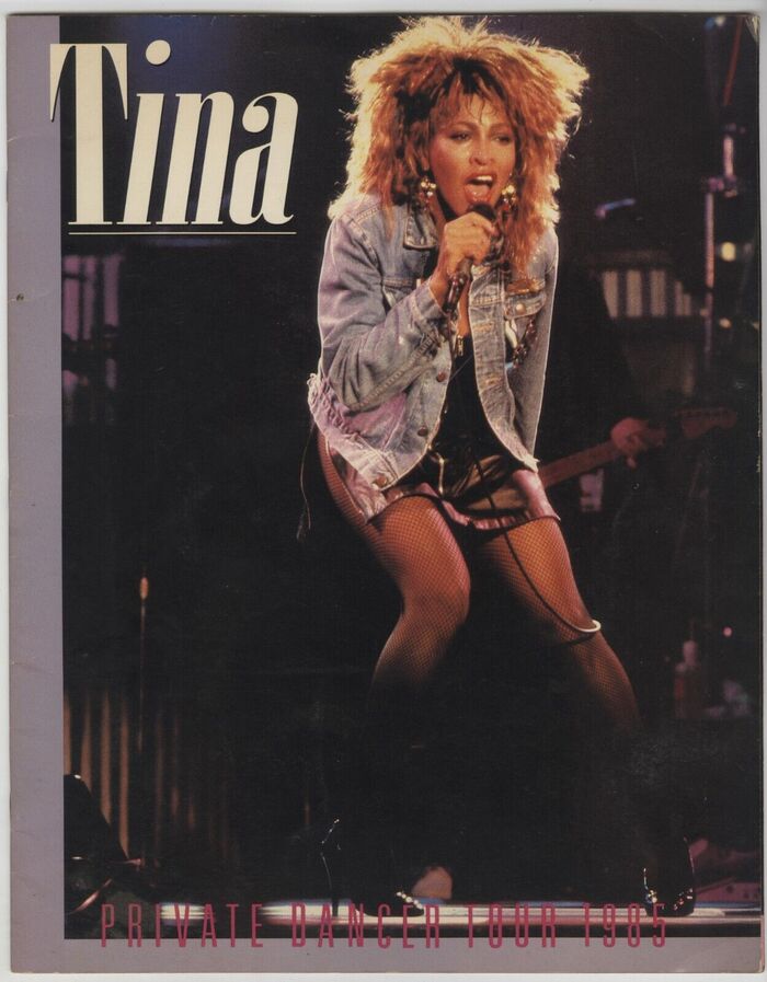 1985 souvenir program for the Private Dancer tour, with “Private Dancer Tour 1985” set in Univers Ultra Condensed.