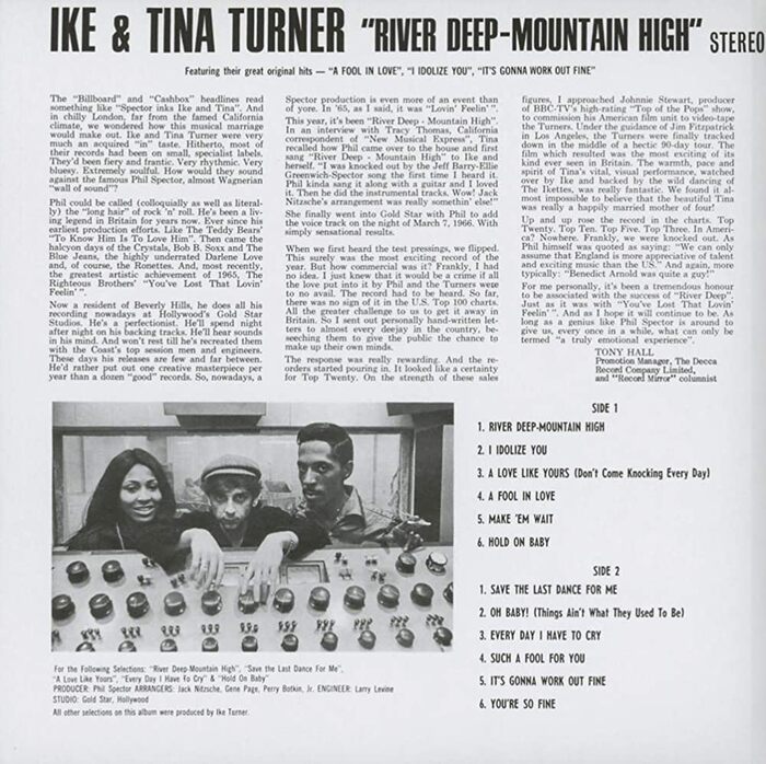 Back cover of the original 1966 U.K. pressing, with artists’ names and album title in Permanent Headline and  Extra Condensed for the line below. Tony Hall’s liner notes are set in  or similar; the track listing is added in  Extra Bold Condensed.