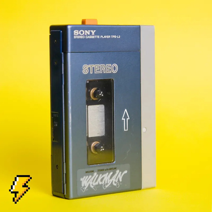 At time of launch in 1979, and continuing until 1981, the Sony Walkman actually used a completely different and custom drawn logo, as seen here.