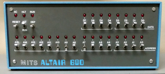 The Altair 680 was announced in November 1975 and shipped in May 1976. “MITS” is in outlined .