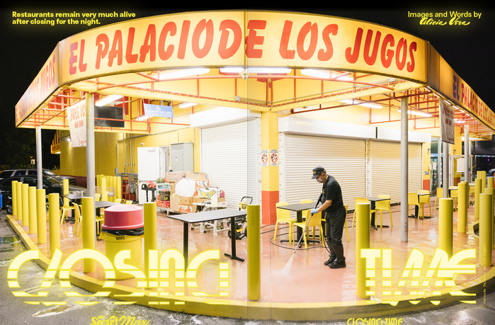  plus  with added stripes, compare . (The font used for “El Palacio de los jugos” is .)