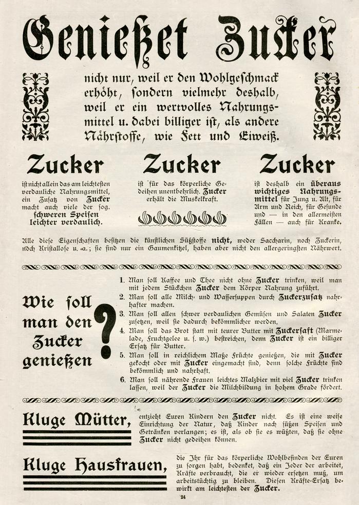 “Genießet Zucker” ad