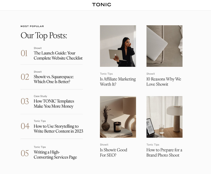Tonic Site Shop website 6
