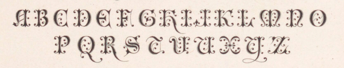 The original alphabet by Jules Girault as reproduced in his Album graphique from 1867