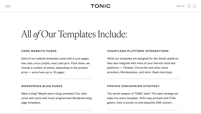 Tonic Site Shop website 8