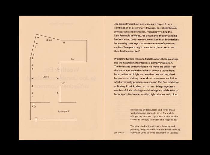 Weather Etc. (a Joe Gamble solo show) w/Gedney Common at Bodney Road Studios 2