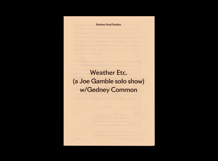 Weather Etc. (a Joe Gamble solo show) w/Gedney Common at Bodney Road Studios 1