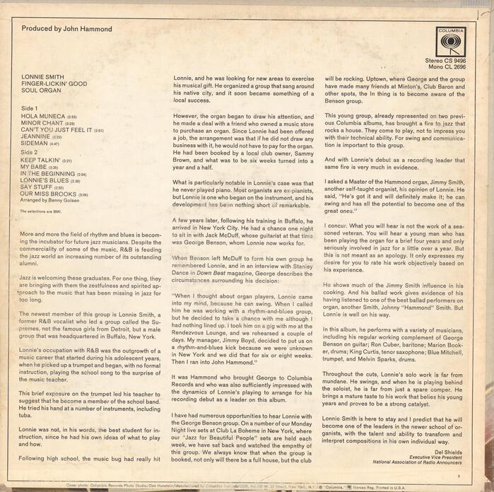 The liner notes by  are set in .