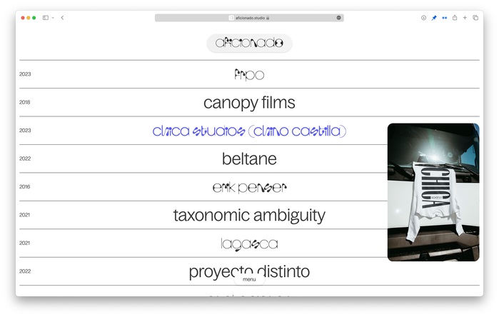 Aficionado Studio website 1
