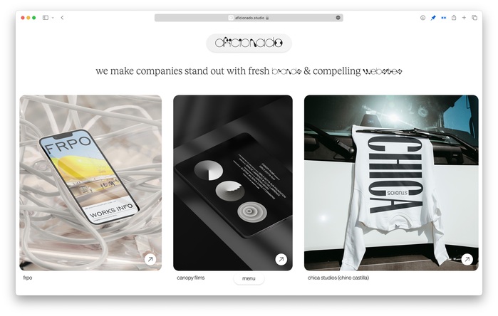 Aficionado Studio website 3