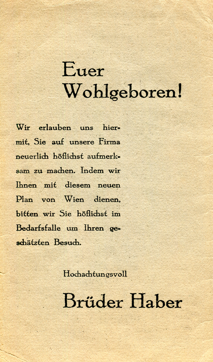 A very deferential address (“Euer Wohlgeboren” translates to something like “Your Worshipfulness!”) and an unkerned W