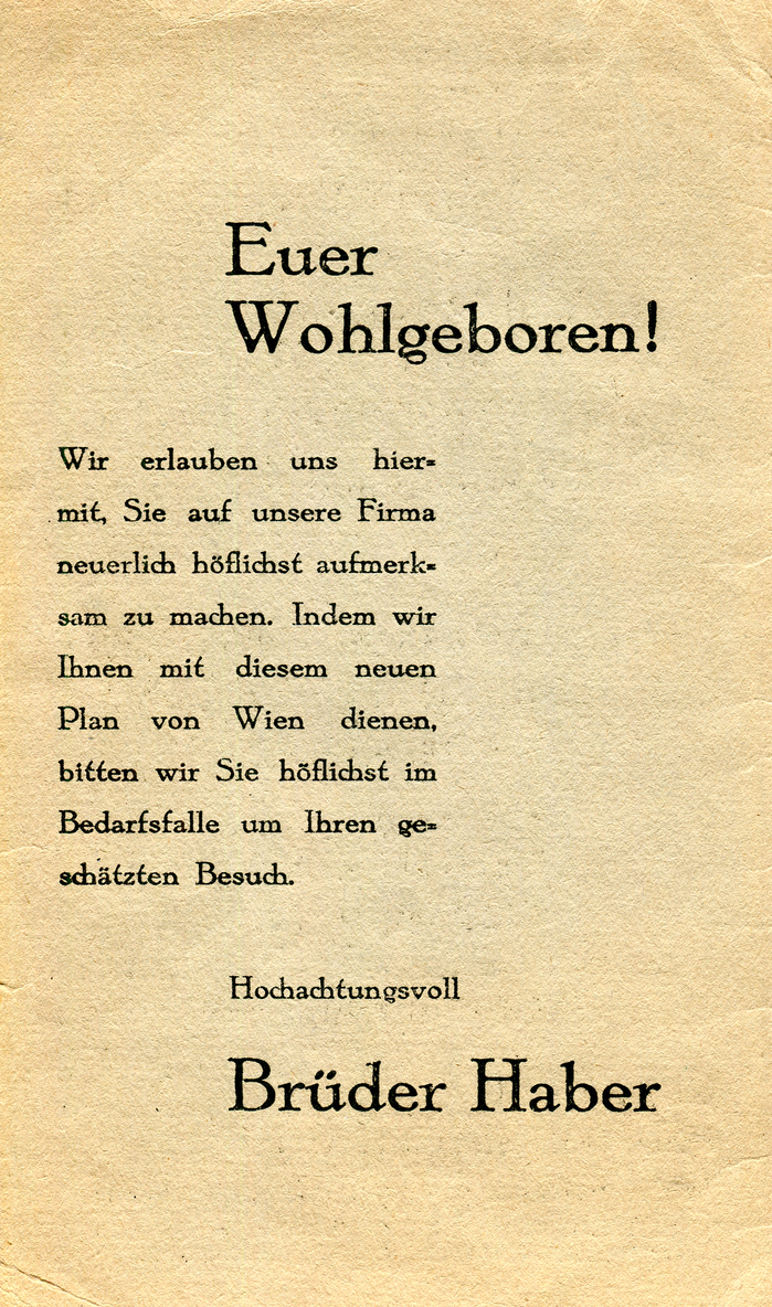 A very deferential address (“Euer Wohlgeboren” translates to something like “Your Worshipfulness!”) and an unkerned W