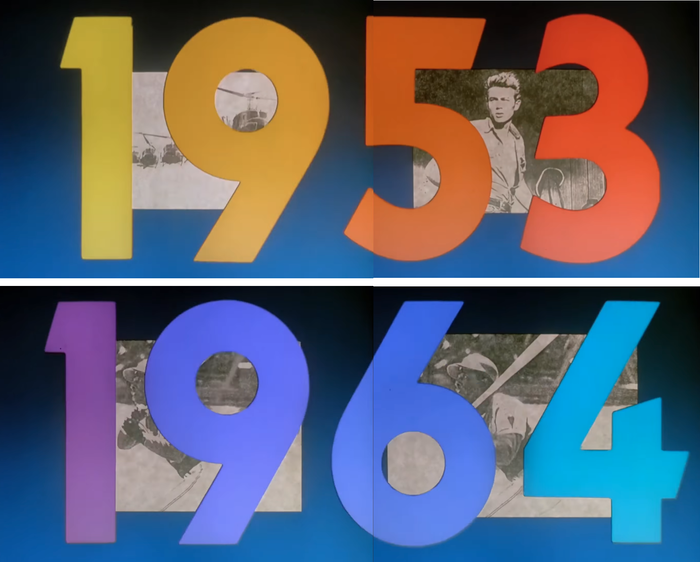 Composite images of the years scrolling by in Dynamo in the season 2–5 version of the title sequence