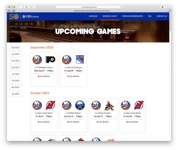 New York Islanders Suites website 2