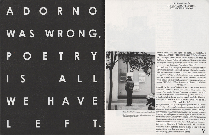 The typography on the left using  is a work by Ira Lombardía.