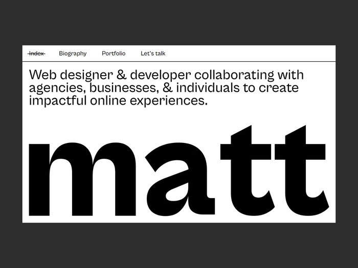 Matt Imling portfolio website 1