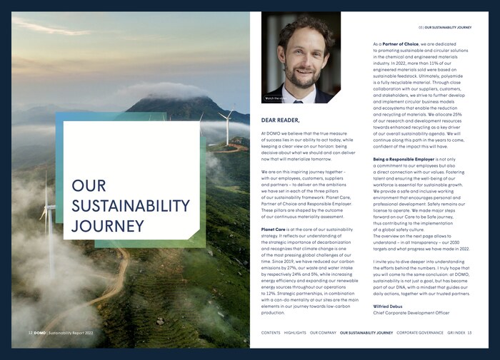 Spread from DOMO’s Sustainability Report