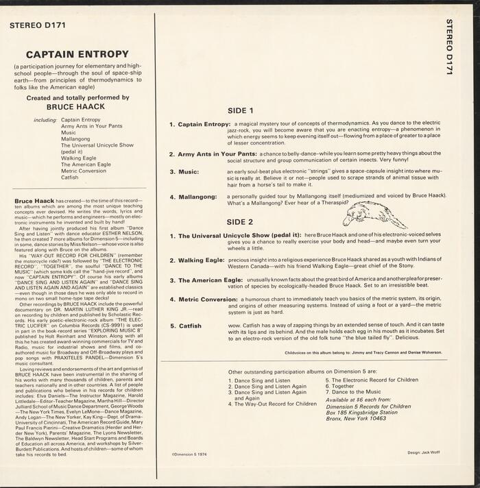 Bruce Haack &ndash; Captain Entropy album art 3