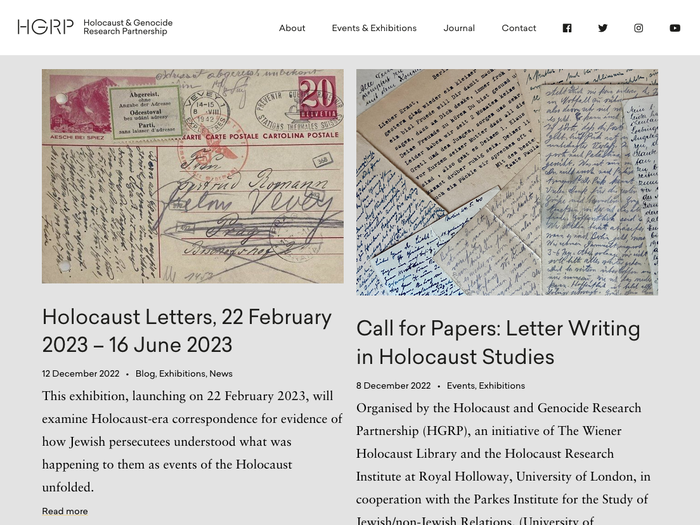 Journal page of the HGRP website