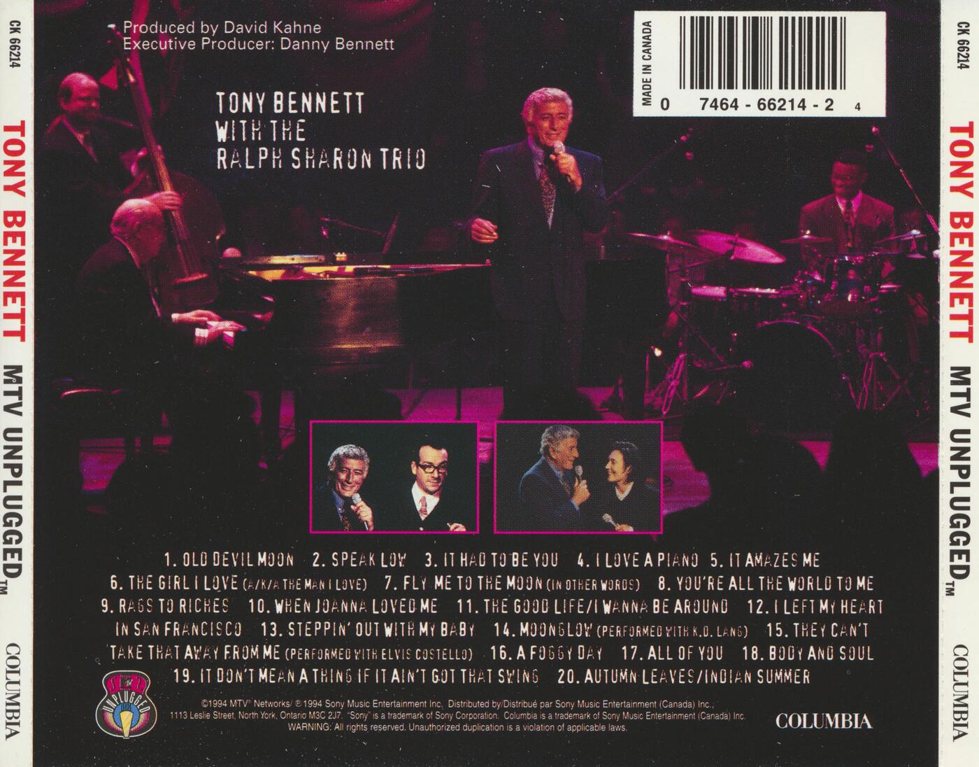 Tony Bennett – MTV Unplugged album art - Fonts In Use