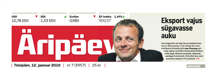 The newspaper logo in an issue from 2010. The main text and headline typeface is .