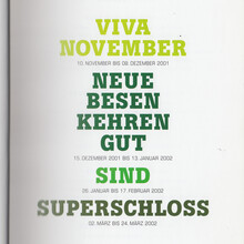 <cite><span>Viva November / Neue Besen kehren gut / Sind / Superschloss</span></cite> exhibition catalog