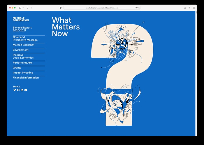 Metcalf Foundation Biennial Report 2020–21, “What Matters Now?” 10