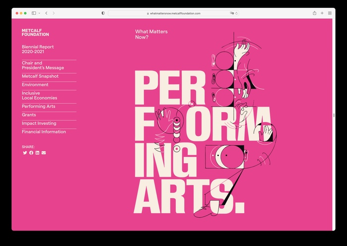 Metcalf Foundation Biennial Report 2020–21, “What Matters Now?” 14