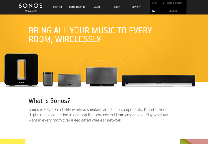 Sonos website 2